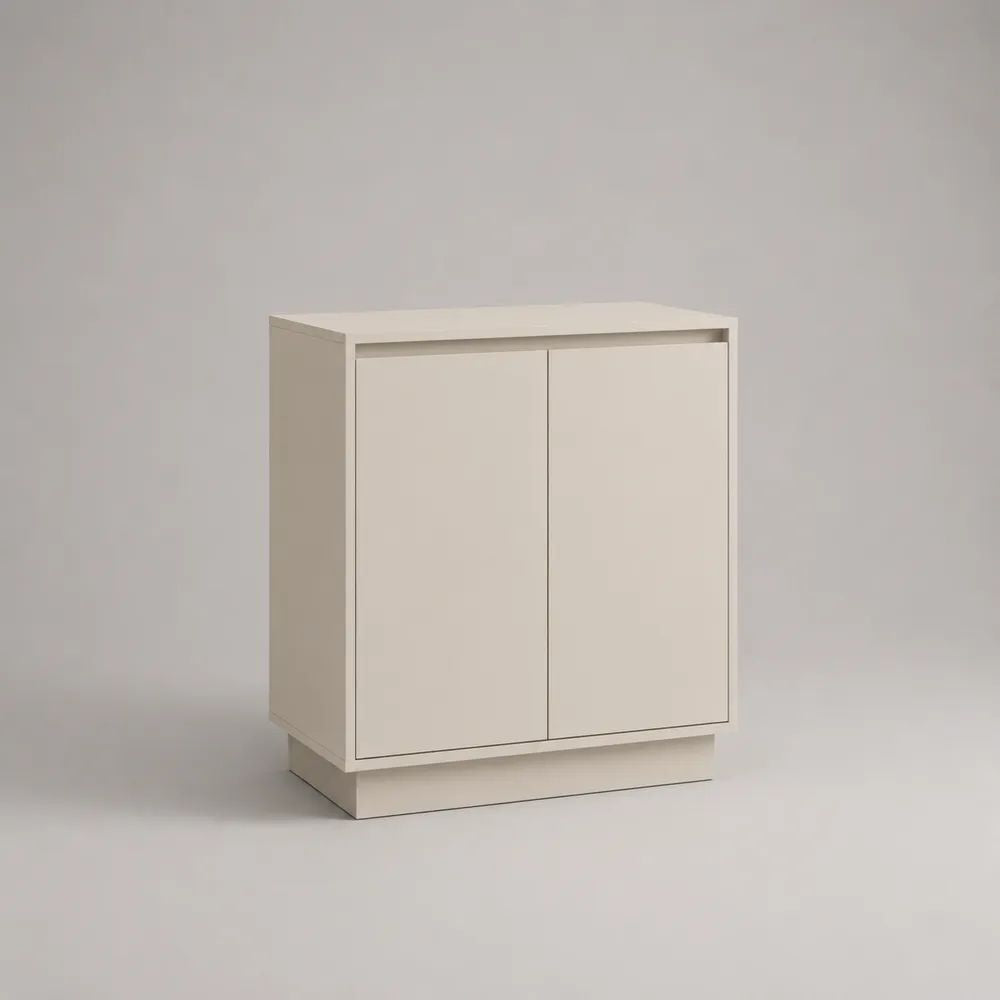 Sideboard mit 2 Türen aus melaminbeschichteter Spanplatte, Cremeweiß, 80 × 40 × 85 cm