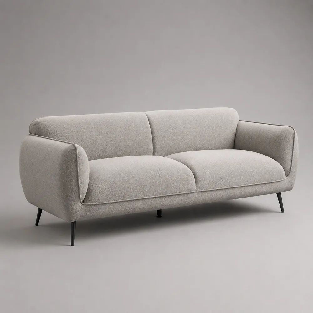 2-Sitzer-Sofa aus Polyester-Chenille mit abgerundeten Armlehnen, Hellgrau/Schwarz, 190 × 90 × 83 cm