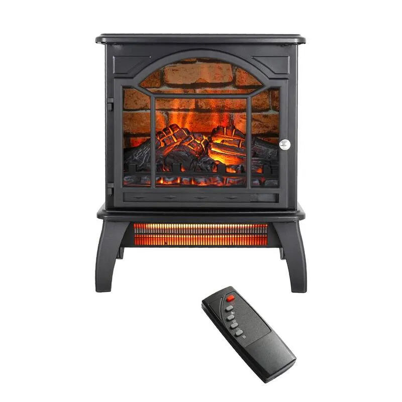 18 in., Fernbedienung, Infrarot-Technologie, 18 in. Freistehendes Blech Smart Electric Kamin mit 3D-Infrarot und in Schwarz