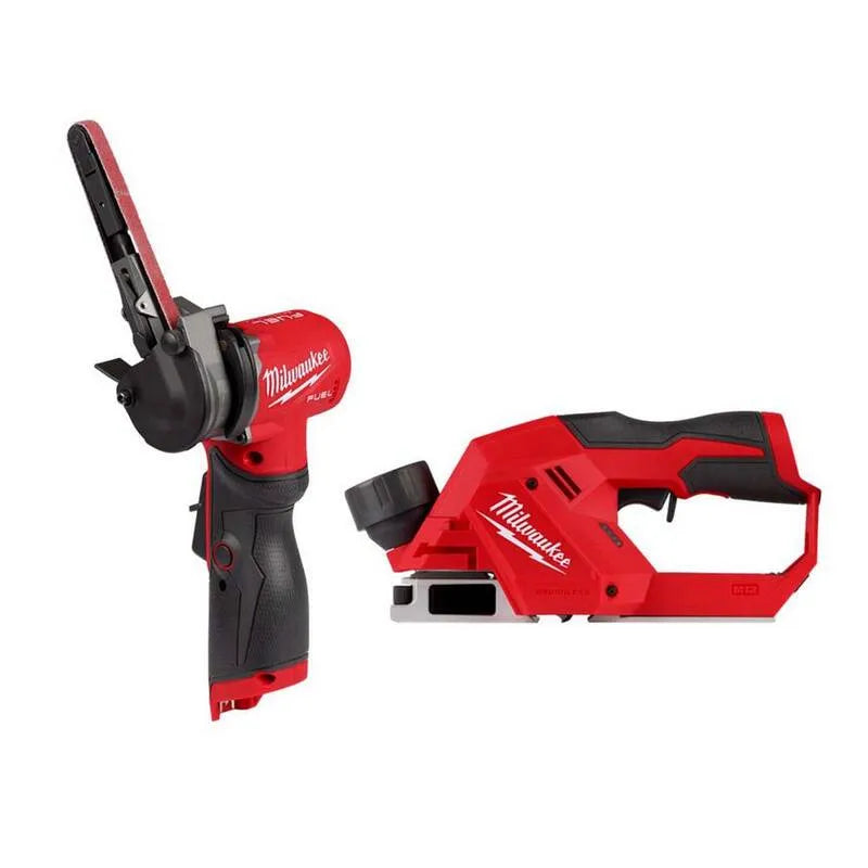 Milwaukee 12-Volt, kabellos Design, 8 in., 13 in., 2in, M12 FUEL Lithium-Ionen bürstenlos kabellos 3/8 in. x 13 in. Bandfile mit M12 2in. Planer