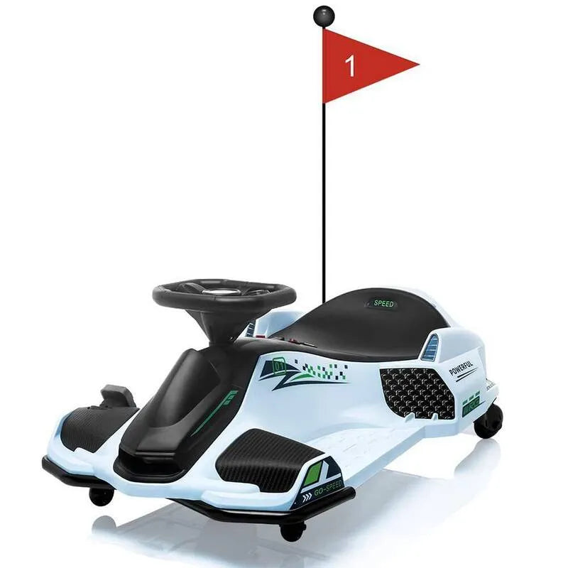 7Ah, 24V, 180W, mit High / Low Stufen Switch, Drift, Kart 24V Electric Go Kart für Kinder 8+, Bürstenlos, Weiß