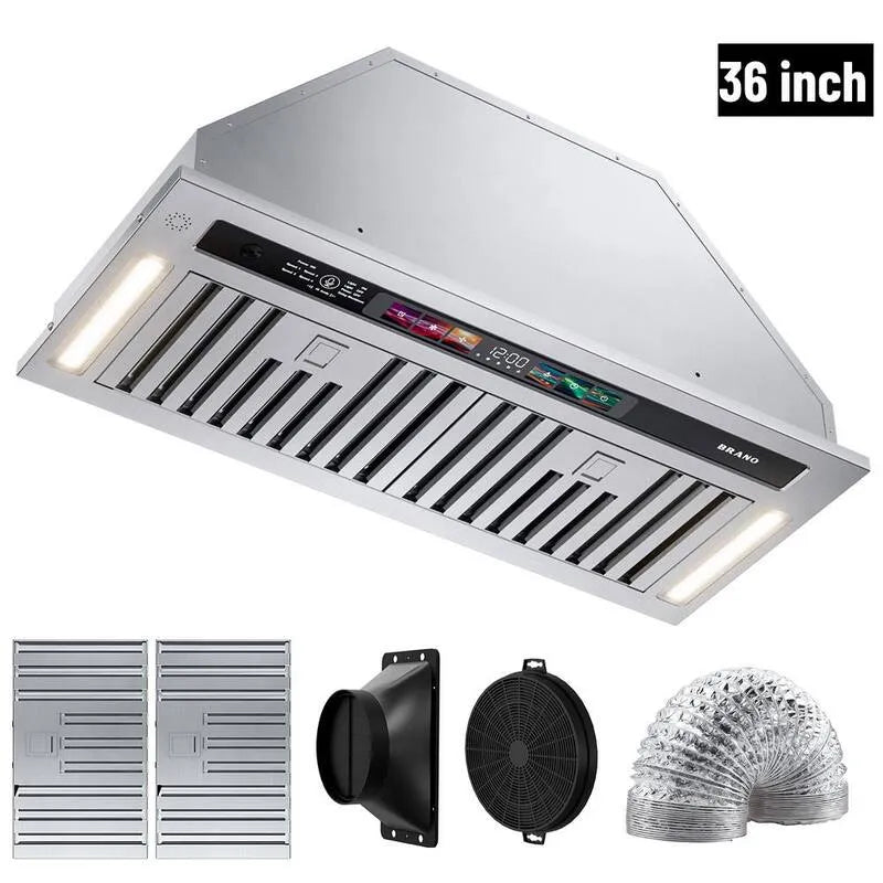 Dunstabzugshaube, 900 CFM, 36 in., Touch Controls, Edelstahl, Einbauinstallation, Voice / Geste / Touch Steuerung