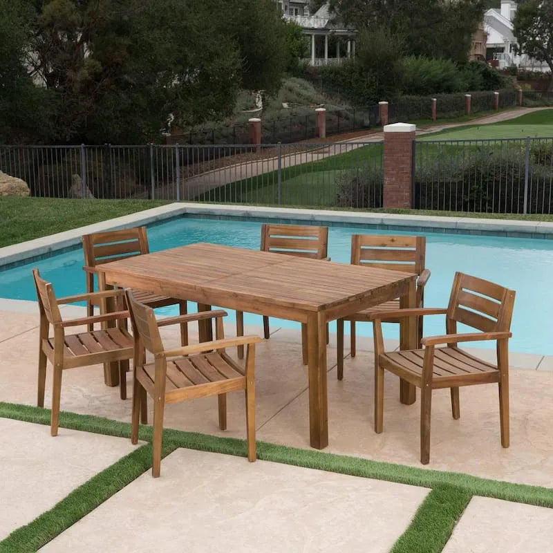 Teil Essgruppe, 7 Teile, Garten, Patio, Aloha, Brown, Wood