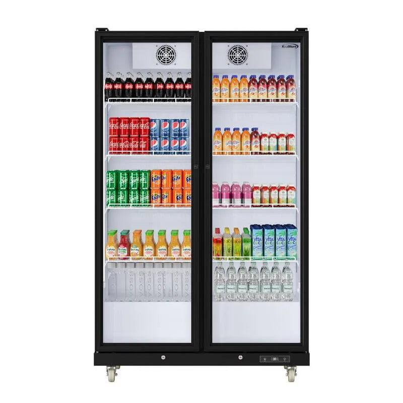 2-Glass-Door Kühlschrank 2-Glas-Tür, Commercial-Grade Design, 47 in., 35 cu ft, Schwarz