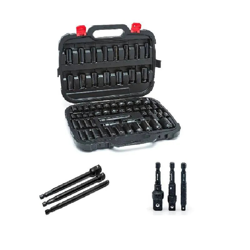 70 Teile Husky, 2 in., 70-Stück, 1/2 in. Drive SAE / Metrisches Aufprallsocket-Set mit Aufpralladaptern
