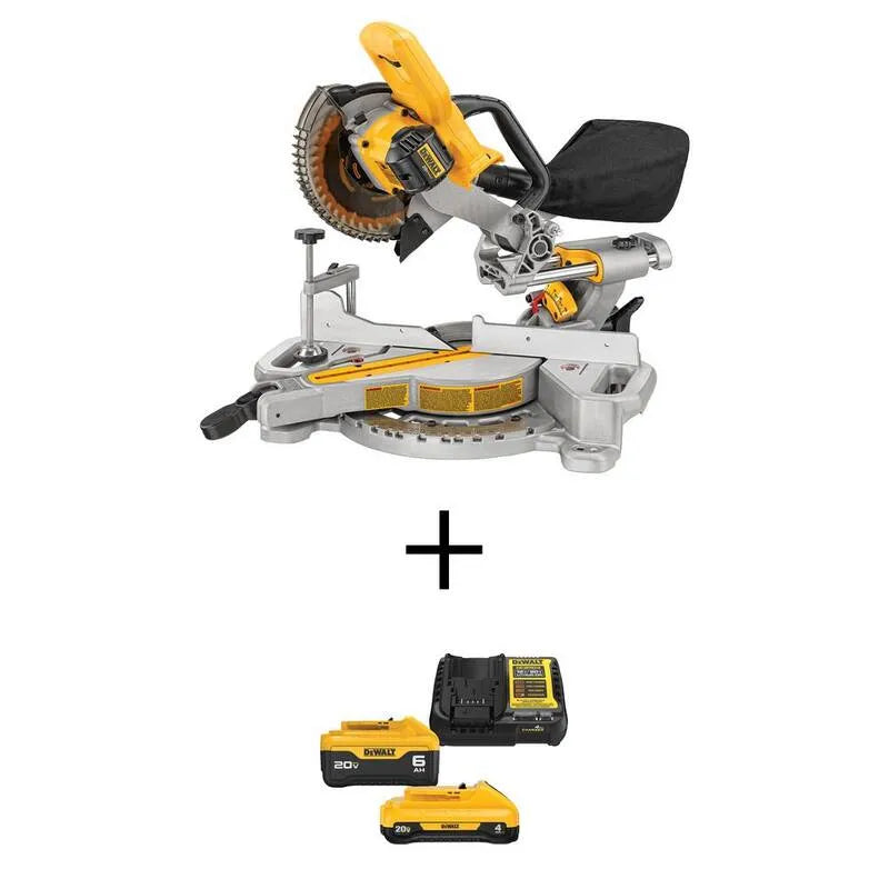 DEWALT, kabellos Design, 20V, 7-1/4 in., 4. 0 Ah Batterie, Sliding Miter Säge mit 6. 0 Ah Batterie, Ladegerät und Beutel, 6.0 Ah, 4.0 Ah