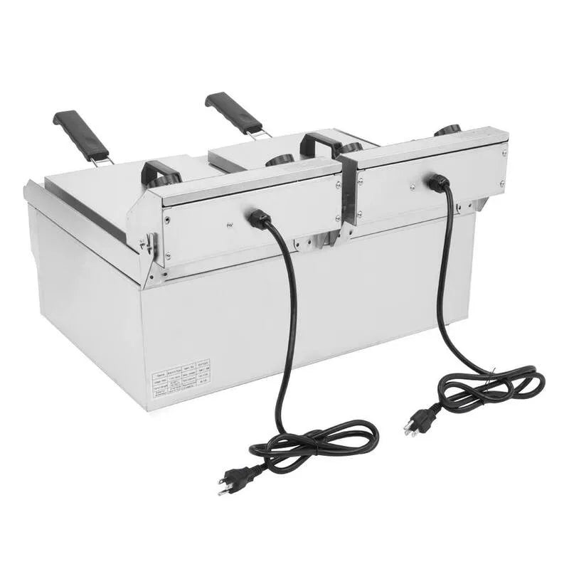 Wasserhahn, Edelstahl, 24, 9 qt, 24, 9 qt. Dual Tank Electric Fritteuse mit Wasserhahn, 24.9 qt