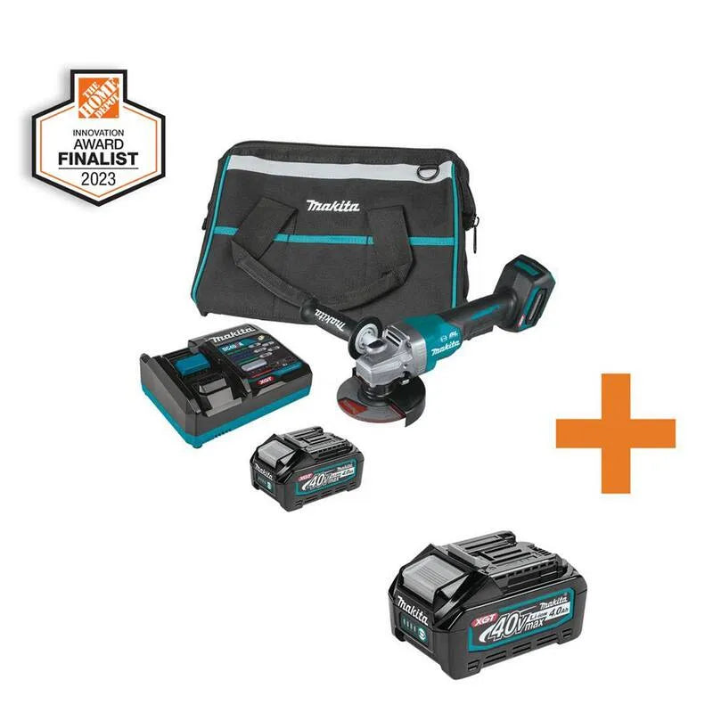 Makita 4. 0Ah Paddle Switch Angle Grinder Kit, 40V, 2/5 in., mit Bonus XGT 4. 0Ah Batterie, bürstenlos, 4.0Ah