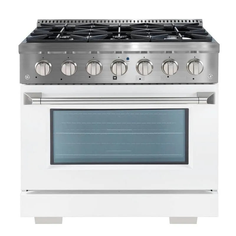 Gas Herd 6-Burners, Edelstahl, Convection Cooking, 36 in., Weiß