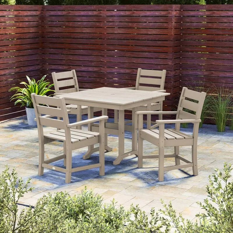 5 Teile Plastic Garten Dining Arm Stuhl 5-Stück, Grant, Park Plastic Garten Dining Arm Stuhl in Sand