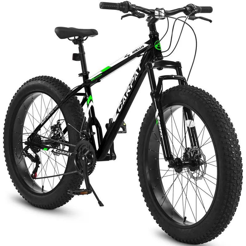 26 in., 26 in. Schwarz Stahl 21 Stufen Mountain Bike mit Fat Tire, 21 Stufen