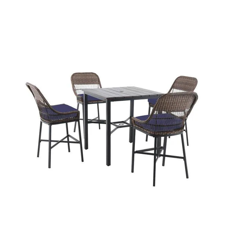 5 Teile Polyrattan Garten Patio High Essgruppe, Braun, Blau, Himmel, Garten-Essgruppen