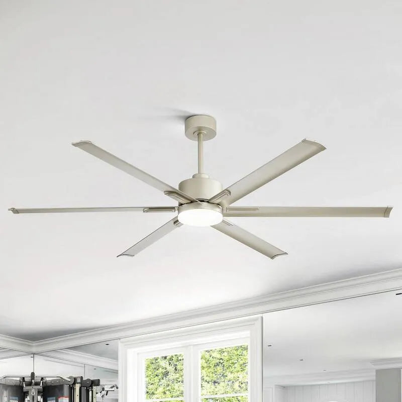 6-Aluminum Lüfter mit einstellbarem weißem LED-Licht 6-Aluminium, 6 ft, Fernbedienung, Innenbereich, Silber