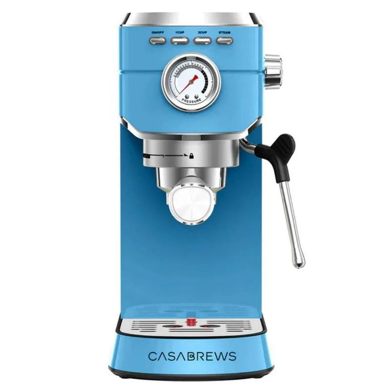 Espressomaschine, Edelstahl, 2 Tassen, 20 Bar, Auftisch Kaffeemaschine mit Druckbrauen, Blau