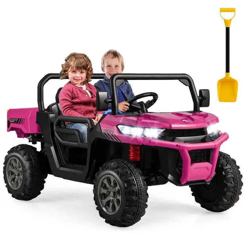 24-Volt, Kids Ride On Dump Truck 2-Seater Elektro-Truck mit Rose Red, Fernbedienung