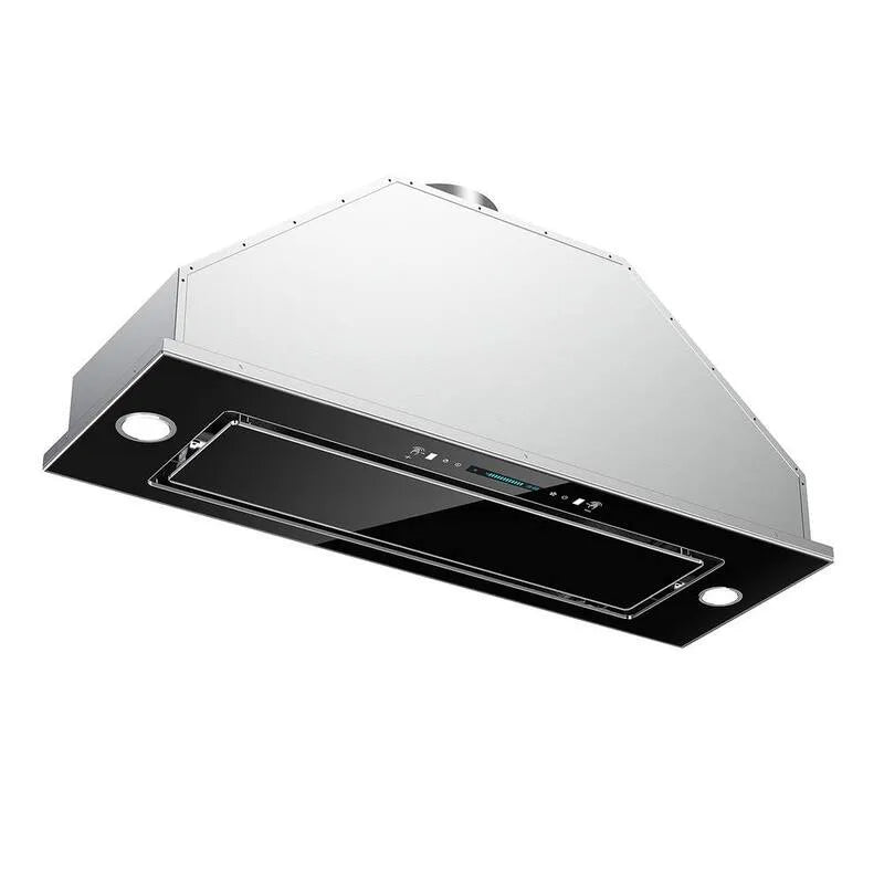 Dunstabzugshaube, Edelstahl, Einbauinstallation, 900 CFM, 30 in., mit LED-Licht, Schwarz