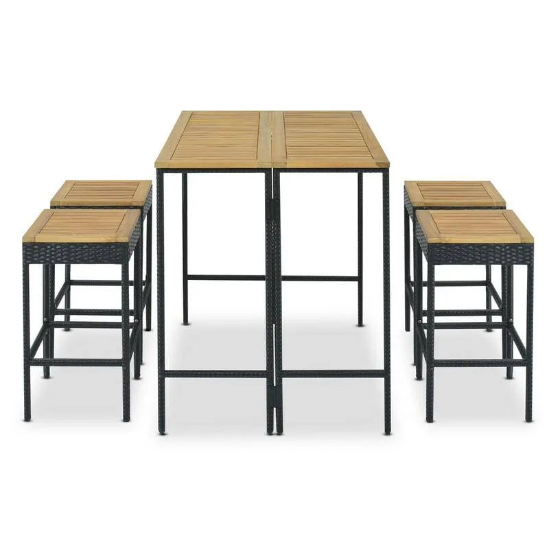 5 Teile Rechteck Counter Height Garten Essgruppe 5-Stück, Felmarie, Brown, Holz