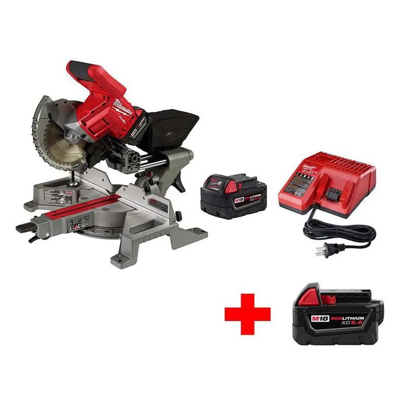 Milwaukee 18-Volt Bevel Slide Compound Gehrungssäge Kit, 7-1/4 in., kabellos Design, M18, 5Ah, bürstenlos