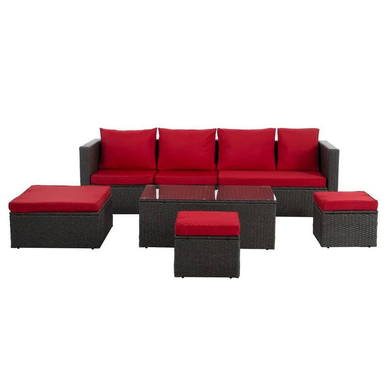 Sofa, 7 Stück, gehärtetes Glas, Garten, Terrasse, Wohnzimmersitz, 7 Teile
