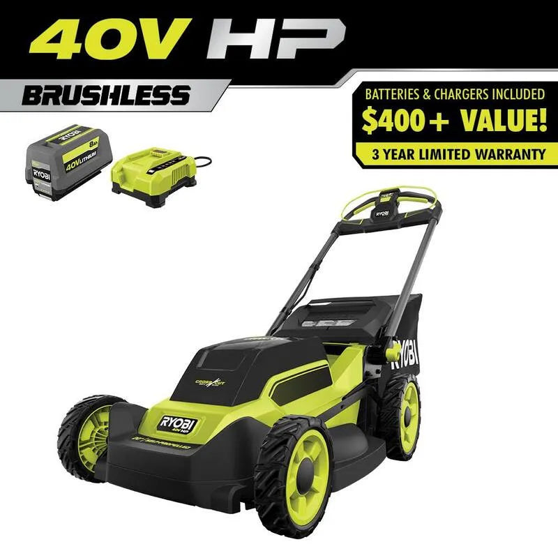 Mower-8. 0Ah RYOBI-Mäher-8. 0Ah Rasenmäher, 40V, schnurloses Design, bürstenlos, Batterie, Ladegerät, 8.0Ah
