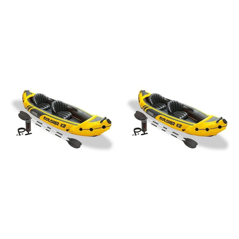 Intex 2-Personen-Kajak mit Rudern und Luftpumpe, 2-Pack