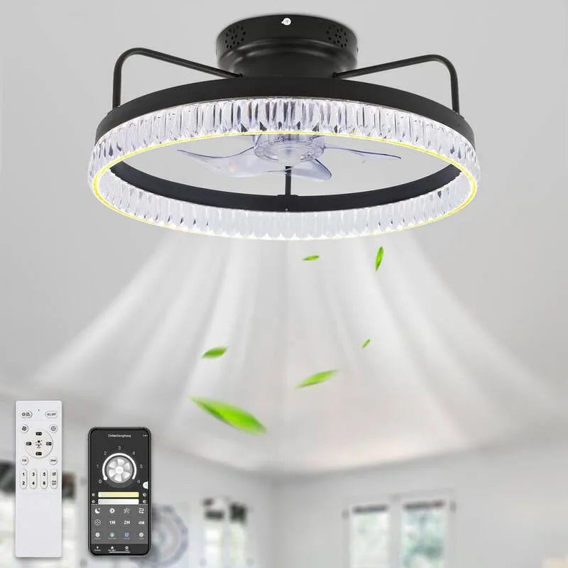 Deckenventilator, App Steuerung, 20 in., DC Motor, Flush Mount, Innenbereich, Schwarz, Dimmable