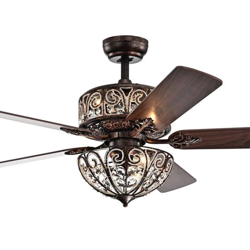 Deckenventilator 6-Licht, 52 in., Fernbedienung, Tisaphon, Innenbereich, Brown
