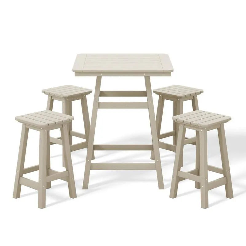 5 Teile Patio Square Thekenhöhe Bistro-Set 5-Stück, passende Barshocker Sand, Laguna, Outdoor