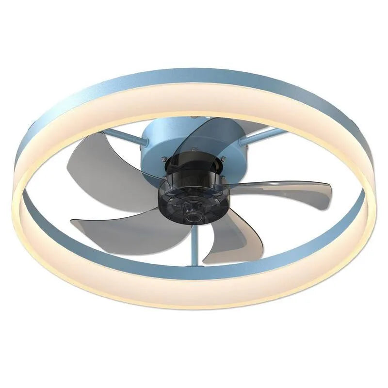 Deckenventilator 5-Blades, 19. 7 in., 6-Stufen, Semi Flush Mount 19. 7 in., Innenbereich, mit Fernbedienung, Blue, 19.7 in