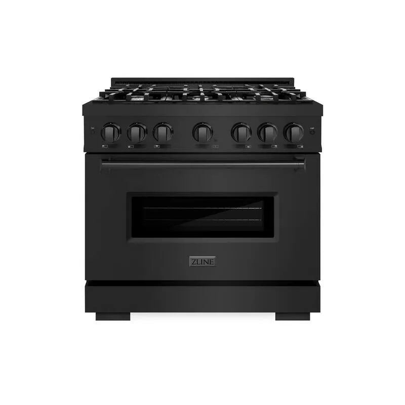 Gas Herd 6-Burner, 36 in., Edelstahl, Konvektion Kochen, Klassisch, Schwarz