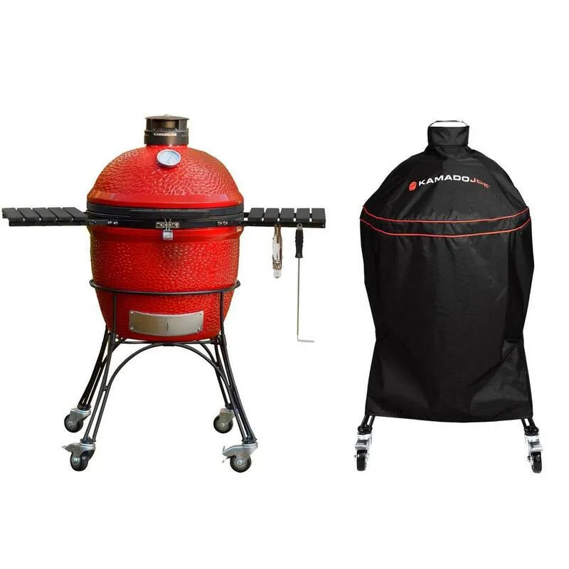 Kamado Joe, 18 in. Klassischer Joe I Kohlegrill in Blaze Red und Cover Set, Rot, Kamado-Grills