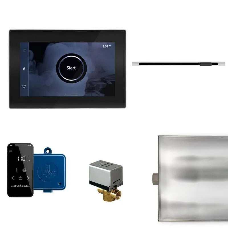 Generator, Linear Dampfgenerator Steuerung Kit mit iSteamX Steuerung und Linear SteamHead in Schwarzpoliertem Chrome, Poliertes Chrom, Dampfduschgeneratoren