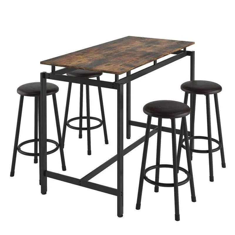 4-Stools 5 Teile Stück Holz Garten Dining Set 5-Stück, Holz Garten Dining Set mit 4-Stuhlen Kissen