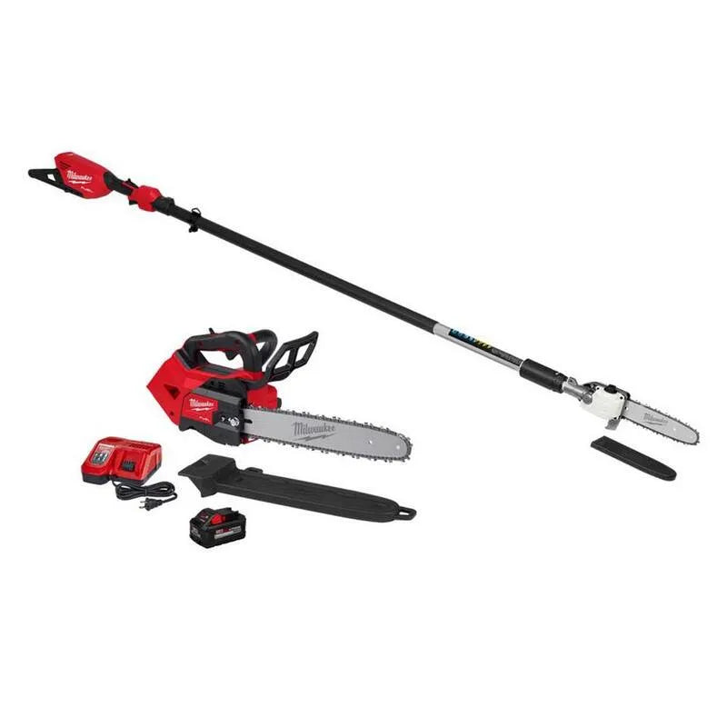 Milwaukee 2-Werkzeug Kettensäge, 10 in., 18V, 14 in., kabellos Design, M18, bürstenlos, Rot, Akku Pole Sägen
