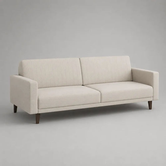 3-Sitzer-Sofa mit Polyesterbezug und Massivholzrahmen, Cremeweiß, 190 × 84 × 84 cm