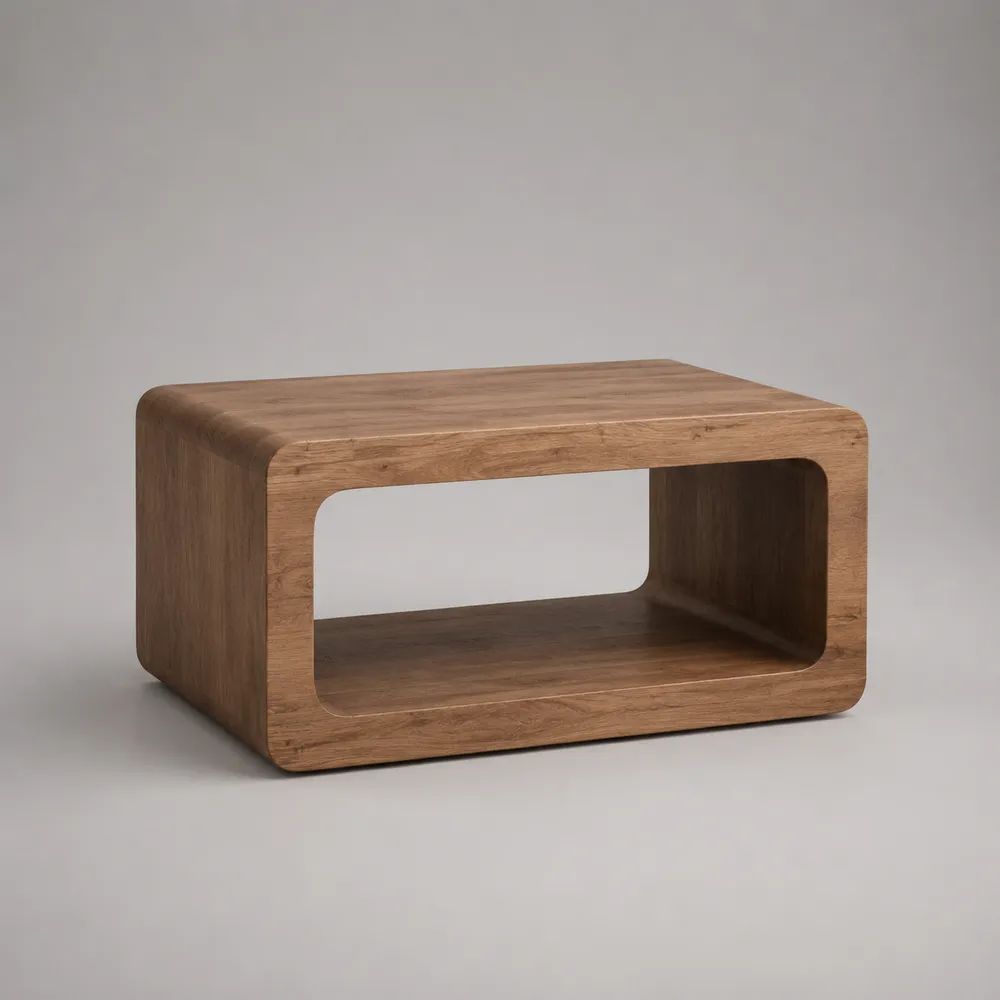Rechteckiger Nachttisch aus MDF mit Eichenfurnier, offenem Ablagefach und abgerundeten Ecken, Eiche Natur, 60 × 40 × 40 cm