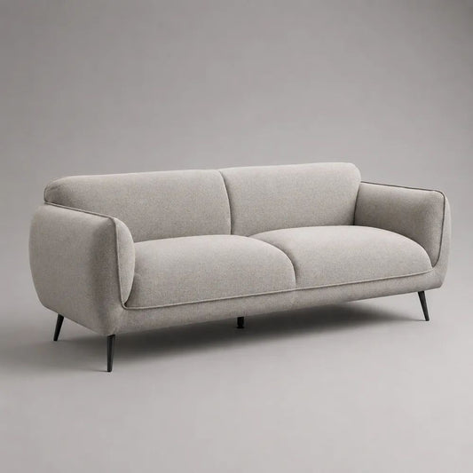 2-Sitzer-Sofa aus Polyester-Chenille mit abgerundeten Armlehnen, Hellgrau/Schwarz, 190 × 90 × 83 cm