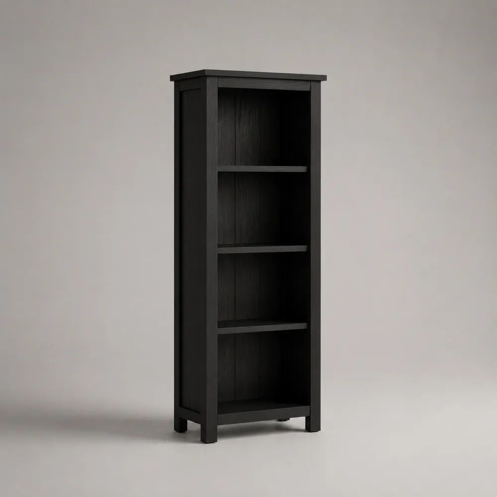 Bücherregal aus MDF mit 4 offenen Fächern, Schwarz, 45 × 30 × 120 cm