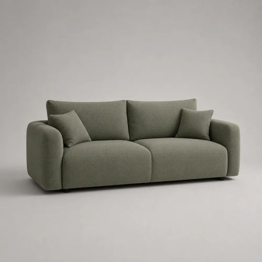 3-Sitzer-Sofa mit Chenillebezug, Graugrün/Schwarz, 220 x 96 x 82 cm