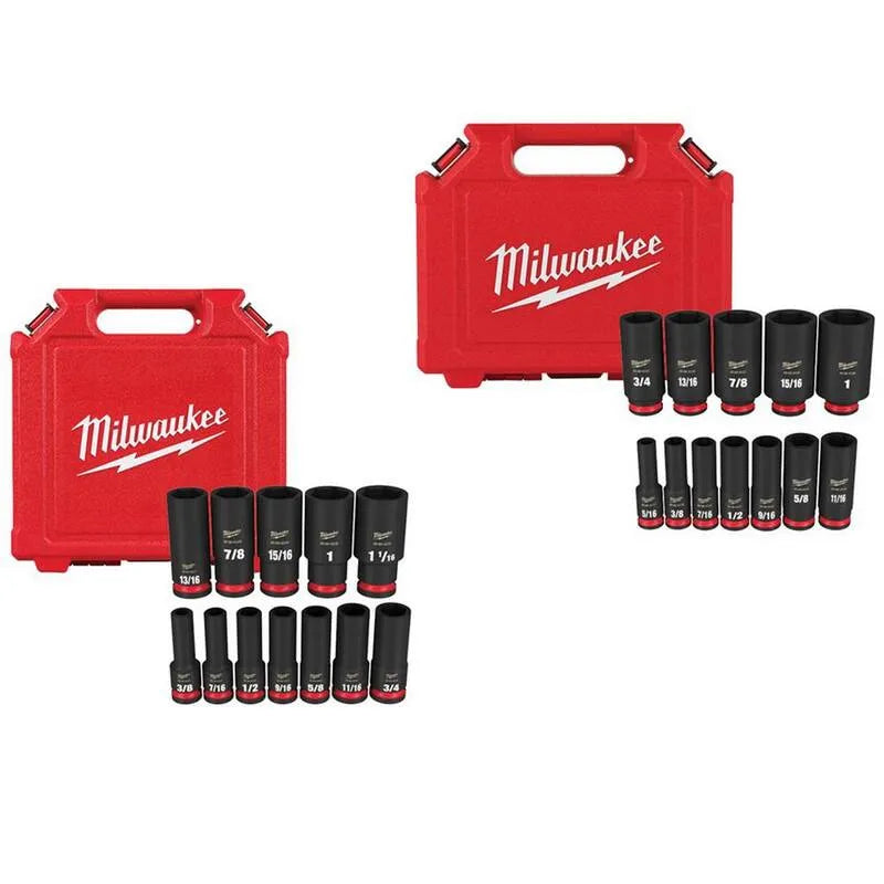Milwaukee 24 Teile SAE Deep Well Kraft-Steckschlüsselsatz, 1/2 in., 8 in.
