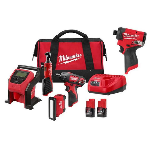 Milwaukee 12-Volt Lithium-Ionen-Bürste ohne Schnur, 1/4 in., Hex Schlagschrauber, Schnurloses Design, M12
