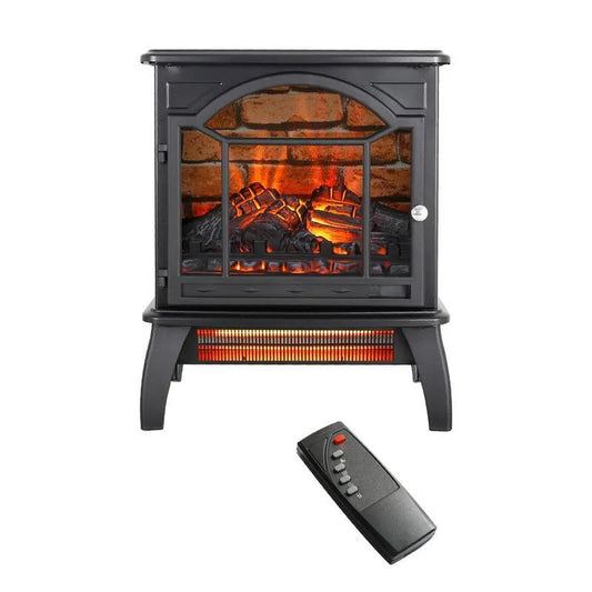 18 in., Fernbedienung, Infrarot-Technologie, 18 in. Freistehendes Blech Smart Electric Kamin mit 3D-Infrarot und in Schwarz