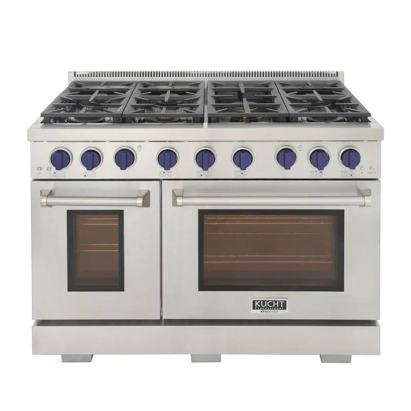 Gas Herd 25K, 48 in., 6. 7 cu ft, Edelstahl, Pro-Style, Blue, 6.7 cu. ft, Blau, doppelte Ofengasbereiche
