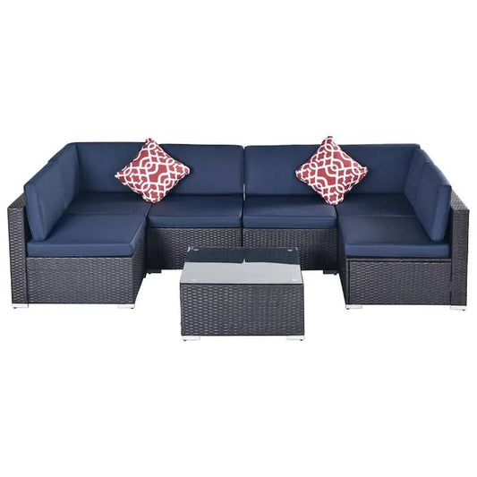Sofa, Garten, Schwarz, Blau, Wohnzimmer Sitz, Dunkelblau, Garten-Sofas