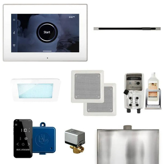 Generator, Linear Dampfgenerator Steuerung Kit mit iSteamX Steuerung und Linear SteamHead in weiß gebürstetem Nickel, gebürstetem Nickel