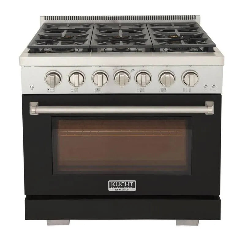 Gas Herd 6-Burners, 36 in., 5. 2 cu ft, Flüssigpropan, Konvektionskochen, Schwarz, 5.2 cu. ft, Gasherde mit einem Backofen