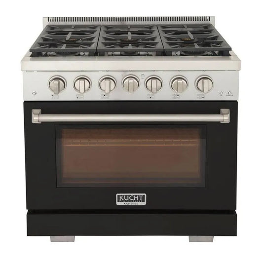 Gas Herd 6-Burners, 36 in., 5. 2 cu ft, Flüssigpropan, Konvektionskochen, Schwarz, 5.2 cu. ft, Gasherde mit einem Backofen
