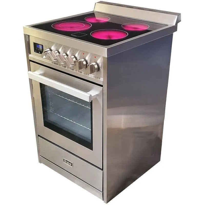 Electric Herd 4-Element, Edelstahl, Konvektion Kochen, 24 in.