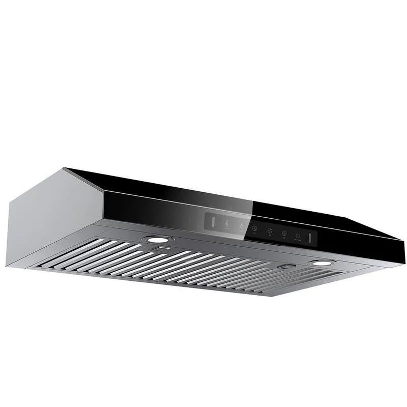 Dunstabzugshaube 900CFM, 30 in., Permanent Filters in Edelstahl mit schwarzem Glas, Touch Controls, unter Schrank