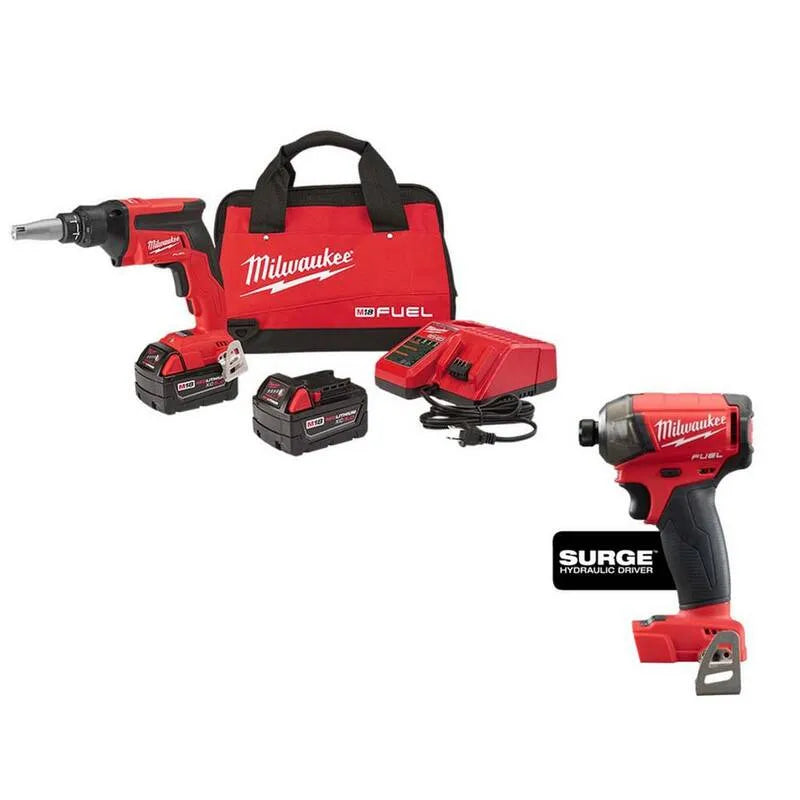 Milwaukee FUEL 18V M18 Bürstenloses Schnurloses Drywall-Schraubenset, Schnurloses Design, Rot, Schraubengewehre